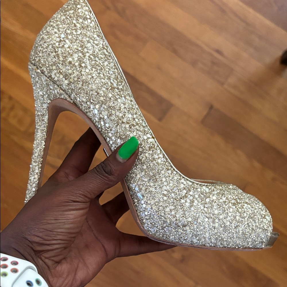 Badgley Mischka Sparkling Gold Stiletto Heels